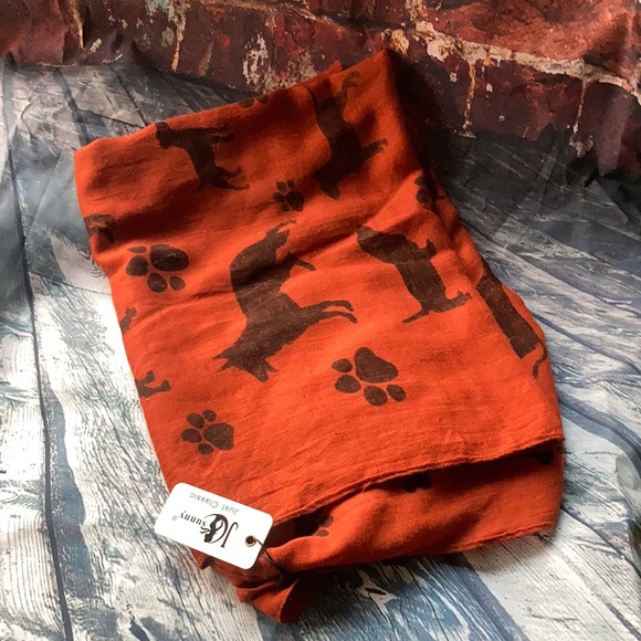 30"x72" CLASSIC ORANGE DOG PRINT 100%COTTON COVER UP WRAP SCARF| JC SUNNY - Picture 1 of 4